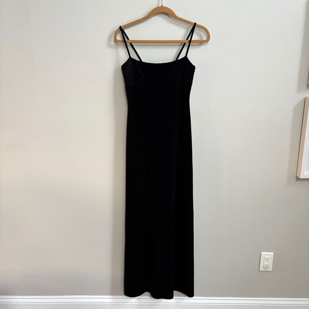 VTG Bebe Velvet Maxi Dress Women's S Black Babydoll Whimsigoth Fairy Grunge 90s